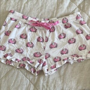 PJ Salvage White and Pink Crab Print Sleep Shorts